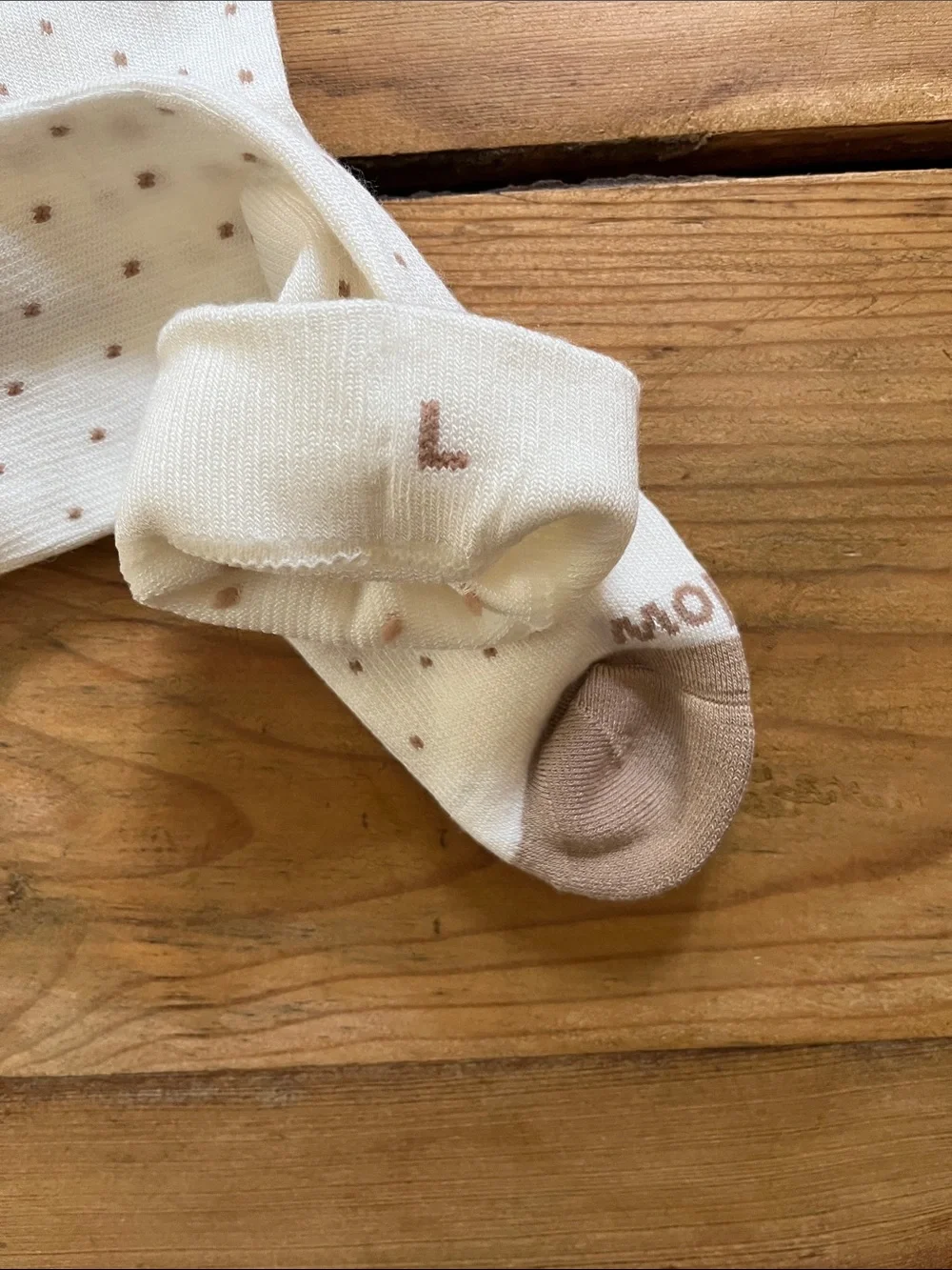 WELLOW L White/Brown Dot Compression Socks